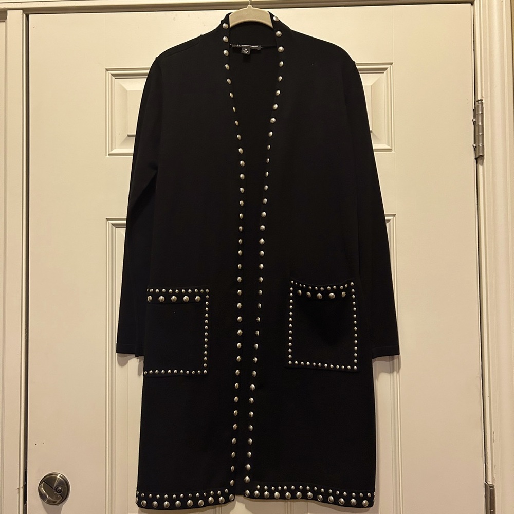 NWT I.N.C International Concepts Long Black Sweater with Silver Studs an…